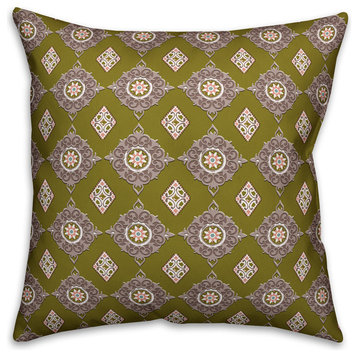 Imperial Pattern, Brown Outdoor Throw Pillow, 16"x16"