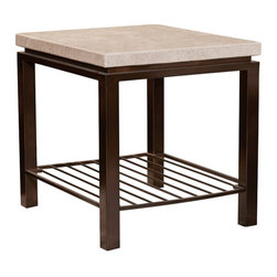 Tempo Travertine Stone End Table - Side Tables And End Tables