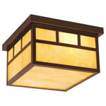 Vaxcel - Mission 11.5" Outdoor Flush Mount Ceiling Light Burnished Bronze - Flat strips of burnished bronze outline honey opal glass panes in the Mission collection. The simple design of this fixture has a mission style look perfect for Frank Lloyd Wright prairie inspired decors. This outdoor ceiling light is ideal for your porch, entryway, or any other area of your home.