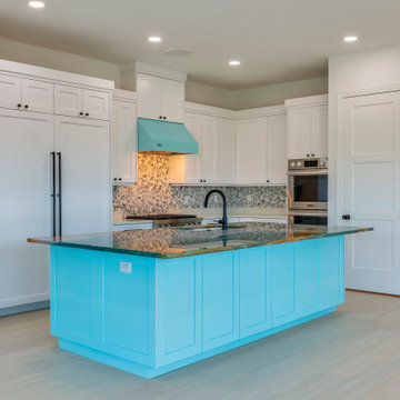 Striking Blue Island Kitchen Design