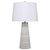 Contemporary Cement Ribbed Tapered Column Table Lamp 28in Architectural Concrete
