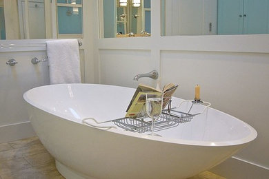 Inspiration for a mid-sized timeless master bathroom remodel in San Francisco with shaker cabinets and blue cabinets