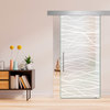 Glass Sliding Barn Door with various  Full-Private Frosted Designs, 26"x81", T-Handle Bars