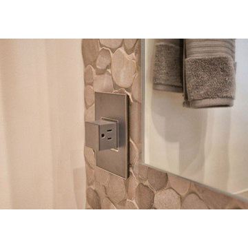 adorne® Pop-Out Outlet with 1-Gang Frame in Magnesium