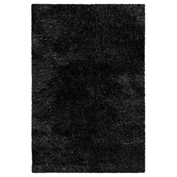 Rectangular Area Rug, Shaggy Design With Thick Faux Sherpa Pile, 8' x 10', Black
