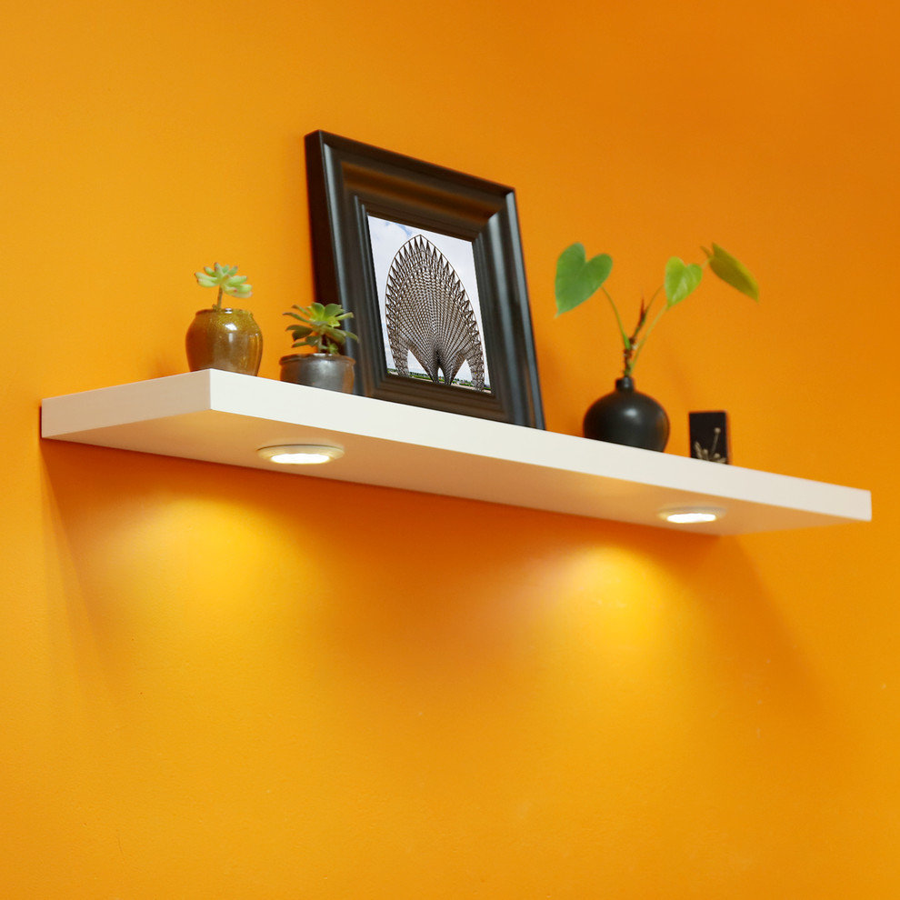 Floating Wall Shelf With Battery Powered Touch Activated LED Light, 48 ...