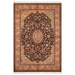 Bareens Designer Rugs - Hussani Pak Persian Leonie Black/Taupe Wool Rug - 6'2'' x 9'2'' - Designed with mesmerizing intricacy and gorgeous color palette, this hand-knotted masterpiece demonstrates the beauty and electrifying thrill of Pak Persian art. These meticulously hand-knotted Pak-Persian rug is made with pure wool and features breathtaking traditional, transitional, and tribal designs in bold luxurious color pallets. Known for their intricate designs these rugs are a reproduction of Persian rugs, made in Pakistan with unique Mughal designs. Made by master weavers using the same Persian texture, design and dying technique, we wanted to produce the most significant manifestation of Persian art, life, and culture. This rug is most famous for its exceptional quality, incredible designs, patterns, and vibrant rich color. Pak-Persian rugs made with Persian weave with high knot counts, which enables the high intricacy and detail found in the patterns are also referred to as "State of art", each color adds a rich beautiful detail in the artwork of this rug. The design, color, and beautiful chromatic composition with a vibrant sheen with intricate designs, exude beauty, elegance, and quality make this rug a masterpiece of its own.
