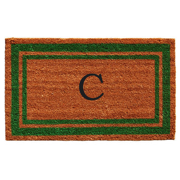 Green Border 24"x36" Monogram Doormat, Letter C