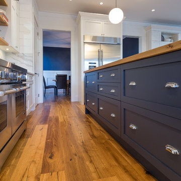 Custom White and Navy Kitchen in White Rock