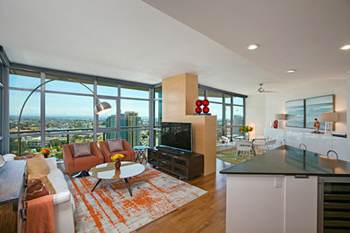 Trendy living room photo in Orange County