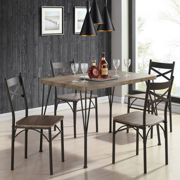 Tiago-5Pk Dining Set-Rustic Oak