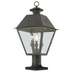 Livex Lighting - Wentworth 3 Light Charcoal Outdoor Large Post Top Lantern - With its appealing charcoal finish and clear glass, the stunning Mansfield collection will make an elegant addition to any outdoor space. Formed from solid brass & traditionally inspired, this three-light outdoor large post top lantern is complimentary to almost any home exterior. Combining superb craftsmanship and affordable price, this fixture is sure to be a timeless addition to your home.