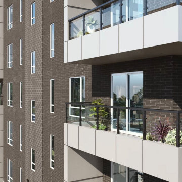 3d rendering exterior design of apartment balcony by 3d exterior visualization