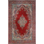 Noori Rug - Fine Vintage Distressed Mesi Red and Black Rug, 10'7x17 - The vintage distressed medallion design make this hand-knotted wool rug a standout. Due to its meticulous handmade nature, no two rugs are exactly alike and quantities are limited. To extend the life of this rug, we recommend to always use a rug pad. Professional cleaning only.