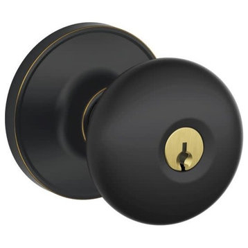 Schlage J54-STR Stratus Single Cylinder Keyed Entry Door Knob Set - Aged Bronze