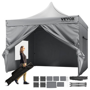 VEVOR Pop Up Canopy Tent Outdoor Gazebo Tent 10x10' With Sidewalls Dark Gray