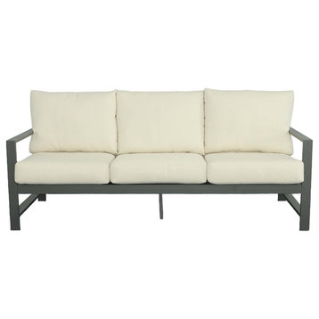 Edgewater Outdoor Sofa- Frame & Cushions, Gray/Beige