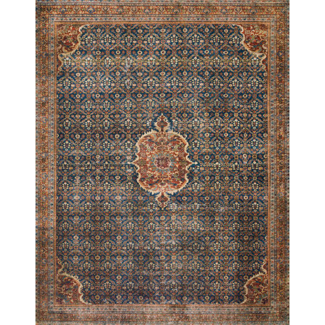 Cobalt Blue Spice Printed Polyester Layla Area Rug by Loloi II, 7'-6"x9'-6"