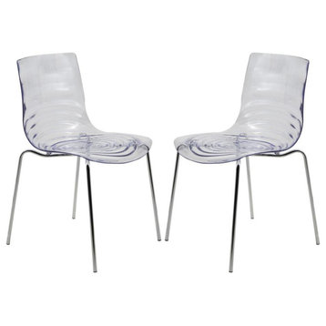 Leisuremod Astor Water Ripple Design Dining Chair Set Of 2 Ac20Cl2