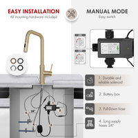 Single Handle Pull Down Touchless Kitchen Faucet, Brushed Gold