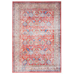 Nourison - Nourison Fulton 5' x 7' Red Vintage Indoor Area Rug - Bring cozy, casual style to your space with this vintage-inspired rug from the Fulton Collection. The vibrantly printed pattern is finished with a distressed effect that replicates the look of a treasured heirloom, adding a comfortably lived-in feel to your living room, bedroom, kitchen, or dining room. This Persian rug is made from polyester with a flat pile that does not shed. Non-slip backing.