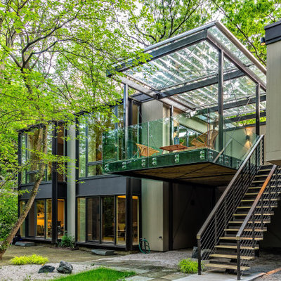 Small industrial exterior home idea in Detroit