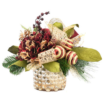 Burgundy And Gold Holiday Floral