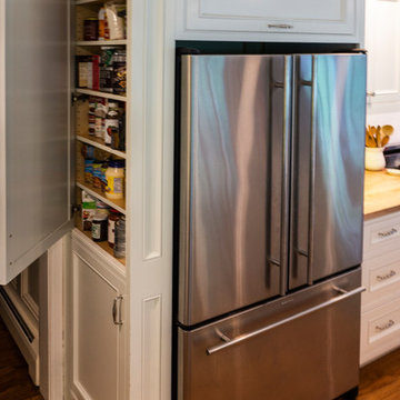 The Side Pantry is open to show storage
