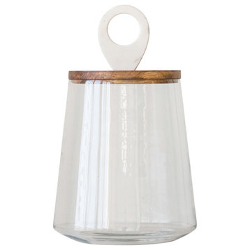 Large Clear Glass Jar With Mango Wood/Marble Lid