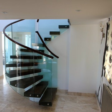Glass and wenge contemporary staircase