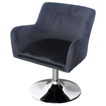 Fiona Side Pleated Vanity Chair, Black Velvet