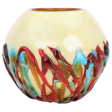 GlassOfVenice Murano Glass Vesuvio Round Vase