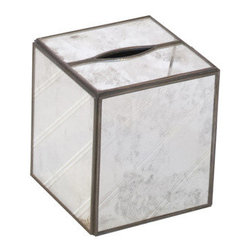 Worlds Away - Worlds Away Kleenex Box Antique Mirror - Bathroom Accessories