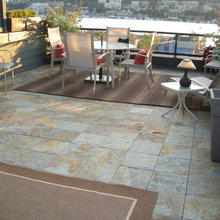 Interlocking slate deck tiles