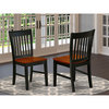 Set of 2 Norfolk Dining Chair-Plain Wood Seat, Black/Cherry Finish