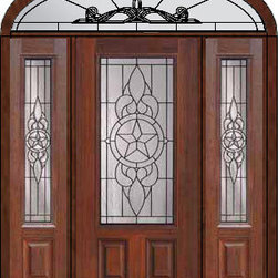 Prehung Sidelights-Transom Door 80 Fiberglass Brazos 3/4 Lite Glass - Front Doors