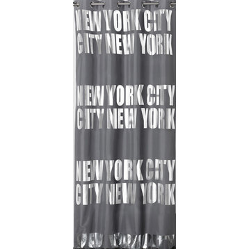 Blackout Window Curtain Panel New York City With 8 Grommets 55x102 Gray