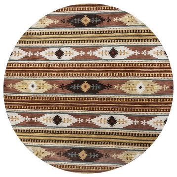 Alora Decor Ryder 8' Round Tribal Multi/Brown/Blue/Gold/Khaki Area Rug