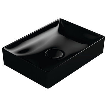 Vision 6050 Bathroom Sink Without Faucet Hole, Gloss Black