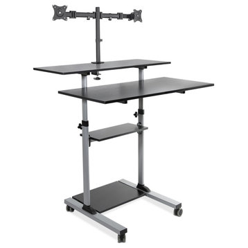 Mount-It! Mobile Standing Desk Dual Monitor Mount, 40" Wide Height Adjustable