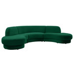 Meridian Furniture - Rosa Velvet Upholstered 3-Piece Sectional, Green - Seat the gang for comfort and style with this Rosa velvet three-piece sectional. Soft green velvet upholstery makes this sectional super svelte and sleek to the touch, lending it a modish feel that's well at home in contemporary settings. The chic shape of this sectional makes it an instant eye-catcher in your space, with a rolled back cushion for undeniable comfort.