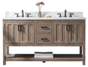 Harvey Farmhouse Bathroom Sink Vanity Brown Spruce, 60"
