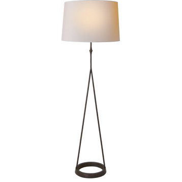 Dauphine Floor Lamp, 1-Light, Aged Iron, Natural Paper Shade, 54"H