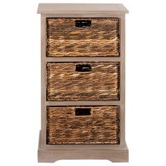 Distressed Black Keenan Storage Chest with Wicker Drawers