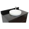 37" Single Wall Mount Vanity, Cappuccino Finish With Black Galaxy Top