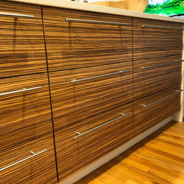 Custom IKEA Kitchen in Zebra Wood
