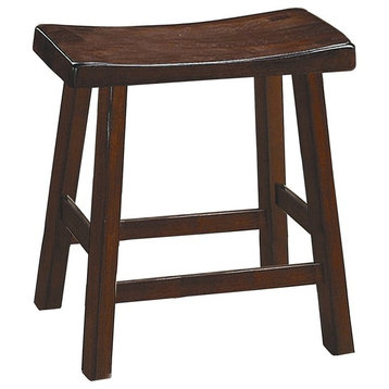 Wooden 18" Counter Height Stool With Saddle Seat, Warm Cherry Brown, Set Of 2