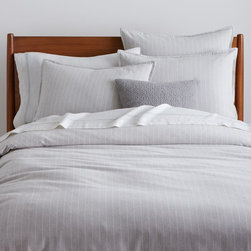 Flannel Pinstripe Duvet Cover + Shams - Products