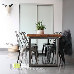 Waney Oak wood Industrial 6 Seater Table - Dining Tables