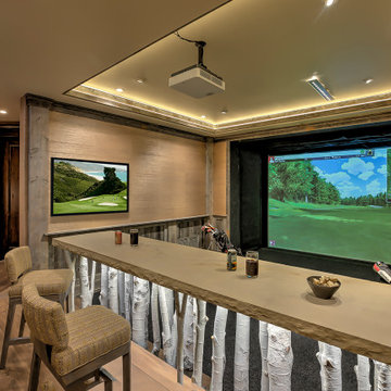 Golf Simulator With Custom Bar